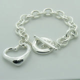 925 Silver Heart Pendant Bracelet for Men & Women