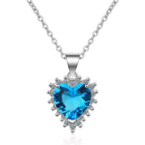 925 Sterling Silver Pendant Necklace with Zircon Crystal Heart Women Gift