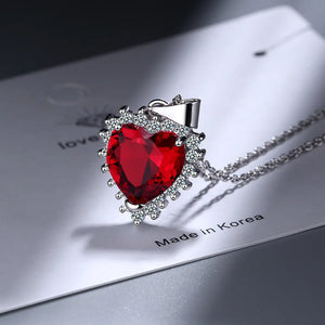 925 Sterling Silver Pendant Necklace with Zircon Crystal Heart Women Gift