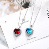 925 Sterling Silver Pendant Necklace with Zircon Crystal Heart Women Gift