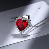 925 Sterling Silver Pendant Necklace with Zircon Crystal Heart Women Gift