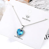 925 Sterling Silver Pendant Necklace with Zircon Crystal Heart Women Gift