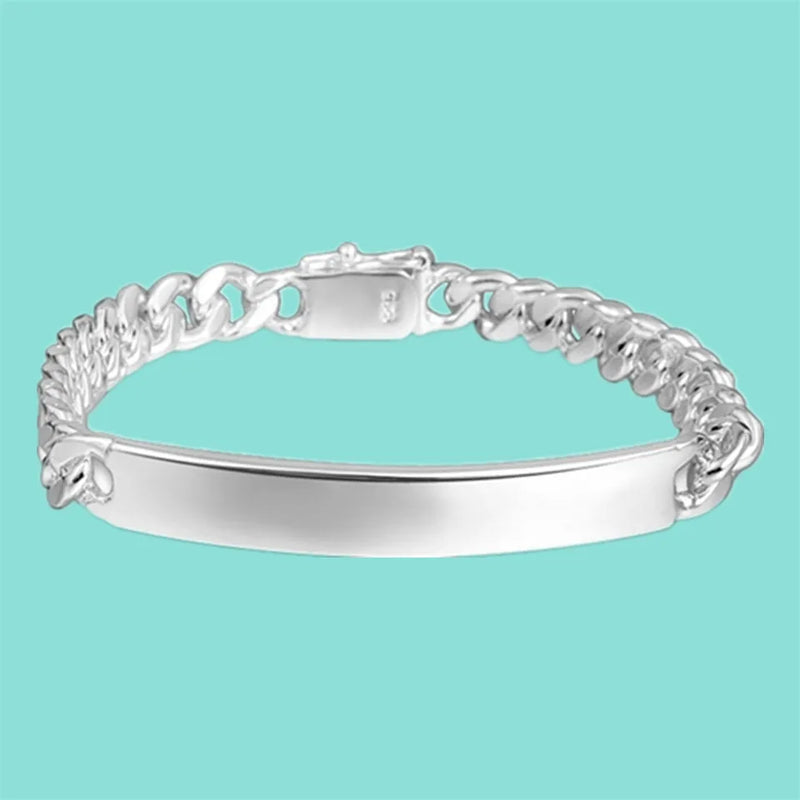 Sterling Silver 10mm Chain Bracelet Wedding Jewelry