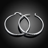925 Silver 51MM Circle Hoop Earrings Lady Wedding Jewelry