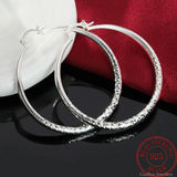 925 Silver 51MM Circle Hoop Earrings Lady Wedding Jewelry