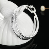 925 Silver 51MM Circle Hoop Earrings Lady Wedding Jewelry