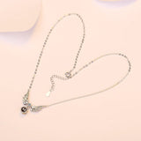 925 Silver Angel Wing Crystal Necklace Women Jewelry