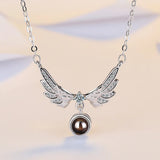 925 Silver Angel Wing Crystal Necklace Women Jewelry