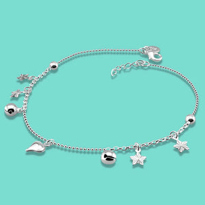 925 Silver Anklets Star Pendant Chains Women's Body Jewelry