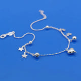 925 Silver Anklets Star Pendant Chains Women's Body Jewelry