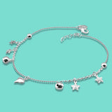 925 Silver Anklets Star Pendant Chains Women's Body Jewelry