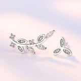 925 Silver Leaf Earrings Wedding Jewelry Ladies S925 Crystal Earring Brincos