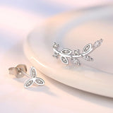 925 Silver Leaf Earrings Wedding Jewelry Ladies S925 Crystal Earring Brincos