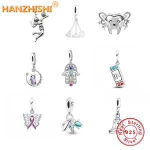 925 Silver Volleyball Player Charm Bead for Bracelet Necklace