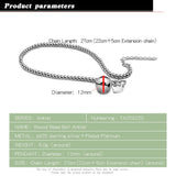 925 Silver Bells Anklets Round Bead Chain Lady Charm Jewelry