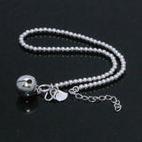 925 Silver Bells Anklets Round Bead Chain Lady Charm Jewelry