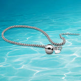 925 Silver Bells Anklets Round Bead Chain Lady Charm Jewelry