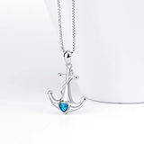 925 Silver Boat Anchor Pendant Necklace for Women