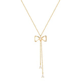 925 Silver Bow Necklace Zircon Tassel Clavicle Chain High Jewelry