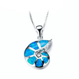 925 Silver Opal Conch Pendant Choker Necklace Jewelry