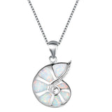 925 Silver Opal Conch Pendant Choker Necklace Jewelry