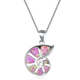 925 Silver Opal Conch Pendant Choker Necklace Jewelry