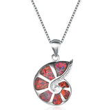 925 Silver Opal Conch Pendant Choker Necklace Jewelry