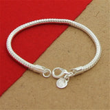 925 Silver Bracelet 3MM Snake Bone Bracelet for Women & Men