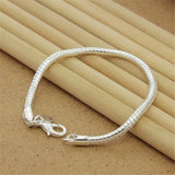 925 Silver Bracelet 3MM Snake Bone Bracelet for Women & Men