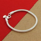 925 Silver Bracelet 3MM Snake Bone Bracelet for Women & Men