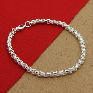 925 Sterling Silver Bracelet 4MM Round Box Bracelet Women Men Jewelry