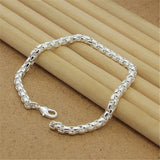 925 Sterling Silver Bracelet 4MM Round Box Bracelet Women Men Jewelry