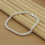 925 Sterling Silver Bracelet 4MM Round Box Bracelet Women Men Jewelry