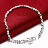 925 Silver Bracelet 4mm Round Beads Bracelet For Women