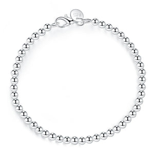 925 Silver Bracelet 4mm Round Beads Bracelet For Women