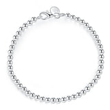 925 Silver Bracelet 4mm Round Beads Bracelet For Women