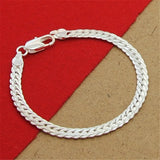 925 Silver Flat Snake Bracelet for Women Party Jewelry Gift