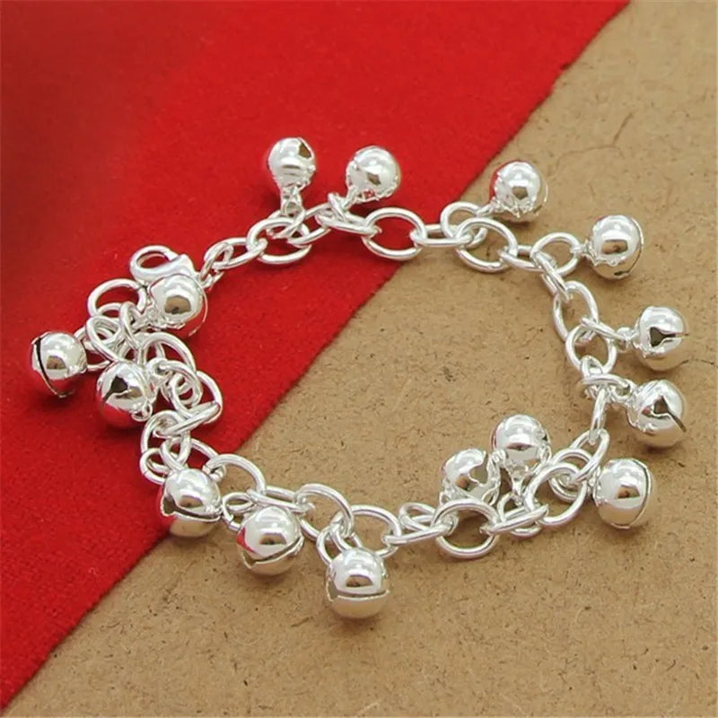 925 Sterling Silver Bell Bracelet for Woman Party Jewelry Gift