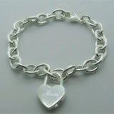 925 Silver Bracelet Heart Mom Lock Bracelet Woman Jewelry Mother's Gift