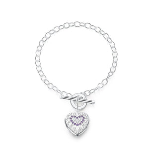 925 Silver Heart Zircon Bracelet Woman Jewelry Gift
