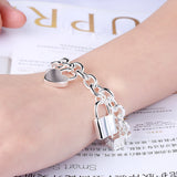925 Silver Five Lock Chain Bracelet Charm Jewelry Gift