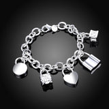 925 Silver Five Lock Chain Bracelet Charm Jewelry Gift