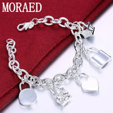 925 Silver Five Lock Chain Bracelet Charm Jewelry Gift