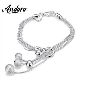 925 Sterling Silver Snake Bone Bead Bracelet Unisex Jewelry