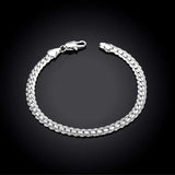 925 Sterling Silver Unisex 5MM Flat Snake Chain Bracelet Lobster Clasp