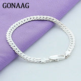 925 Sterling Silver Unisex 5MM Flat Snake Chain Bracelet Lobster Clasp