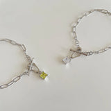 925 Silver Bracelet Zircon Pendant Link Chain for Women