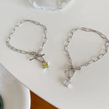 925 Silver Bracelet Zircon Pendant Link Chain for Women