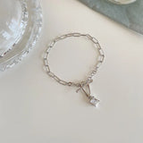 925 Silver Bracelet Zircon Pendant Link Chain for Women