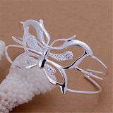 925 Silver Butterfly Bangles Bracelet Wedding Jewelry Gift